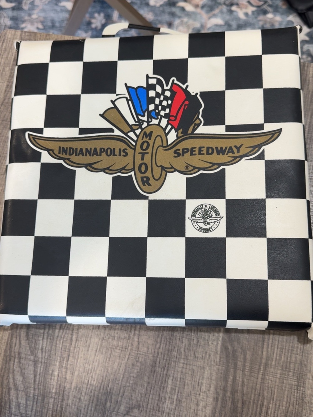 Indianapolis Speedway Checkerboard Tote with Winged Logo - vintage seat cushion